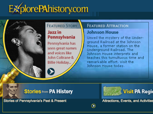 Home page, ExplorePAHistory.com